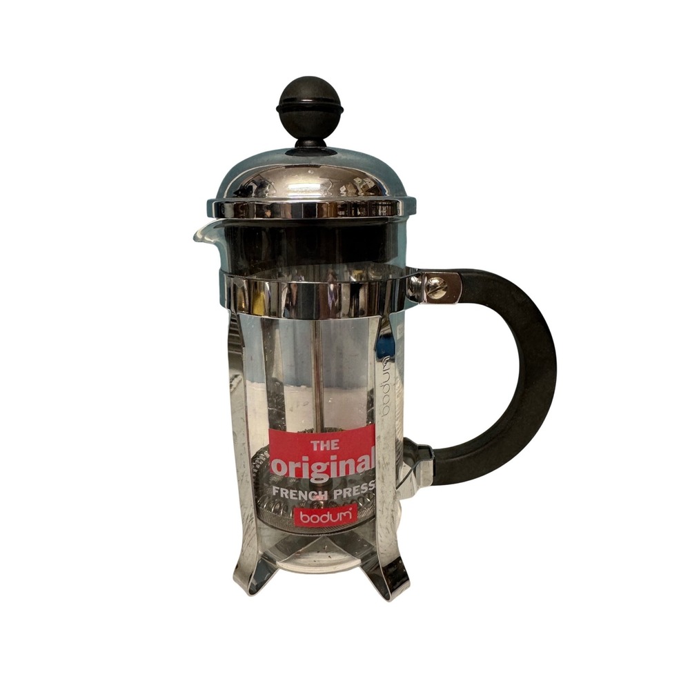Bodum Chambord French Press Coffee Maker Chrome Glass 12oz 3 Cup Silver Black